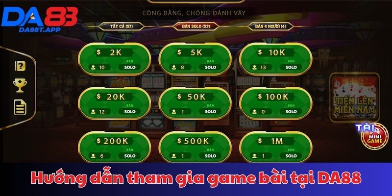 Các bước chơi game bài tại DA88