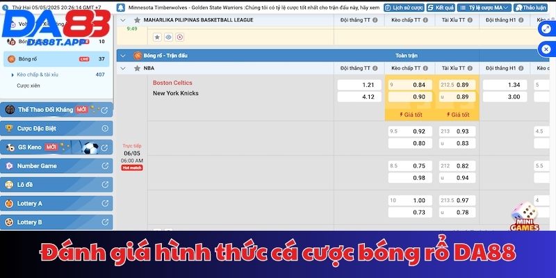 Những ưu điểm của hình thức cược bóng rổ tại DA88