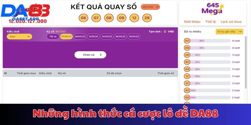 Hình thức đặt cược lô đề DA88 phổ biến