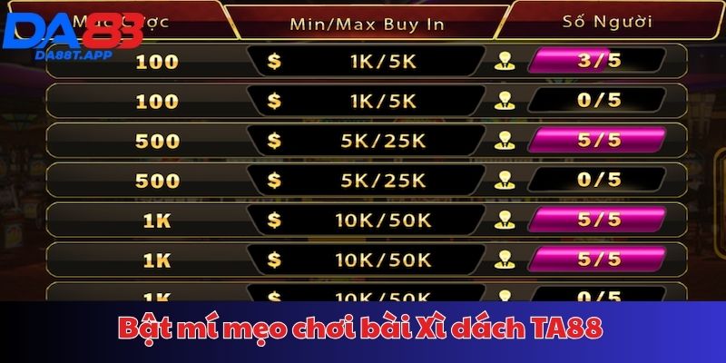 Kinh nghiệm chơi xì dách tại DA88