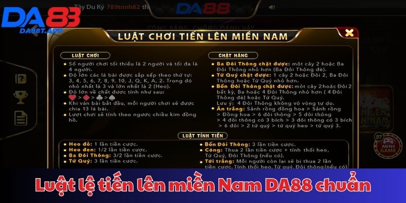 Quy định về tiến lên miền nam DA88