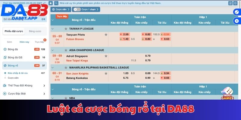 Quy luật cược bóng rổ tại nhà cái DA88