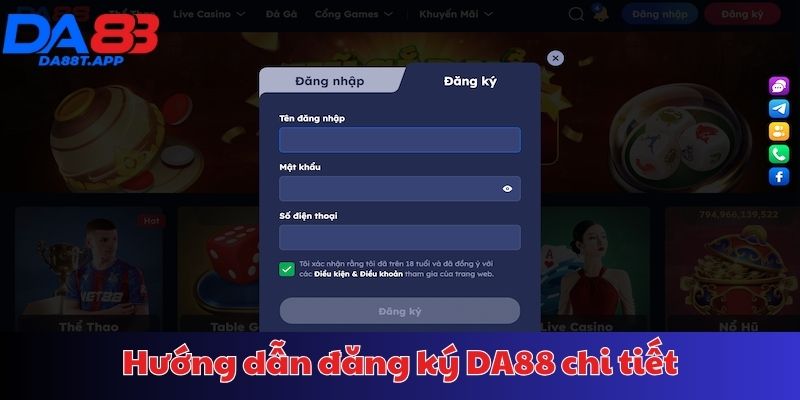 Quy trình các bước đăng ký DA88