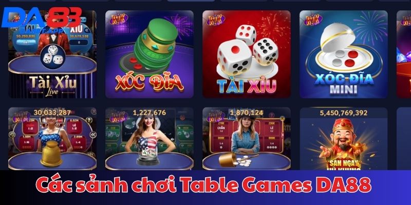 Các sảnh chơi Table Games chất lượng tại DA88