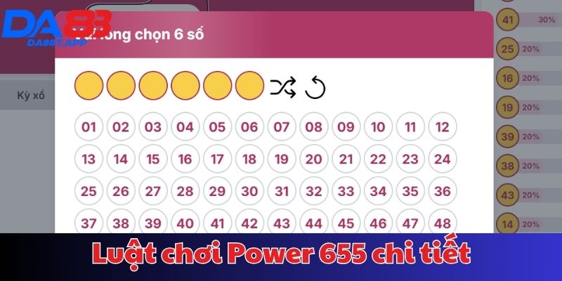 Luật chơi Power 655 tại nhà cái DA88