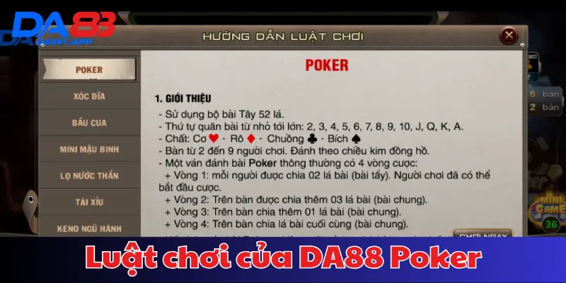 Luật chơi của DA88 Poker