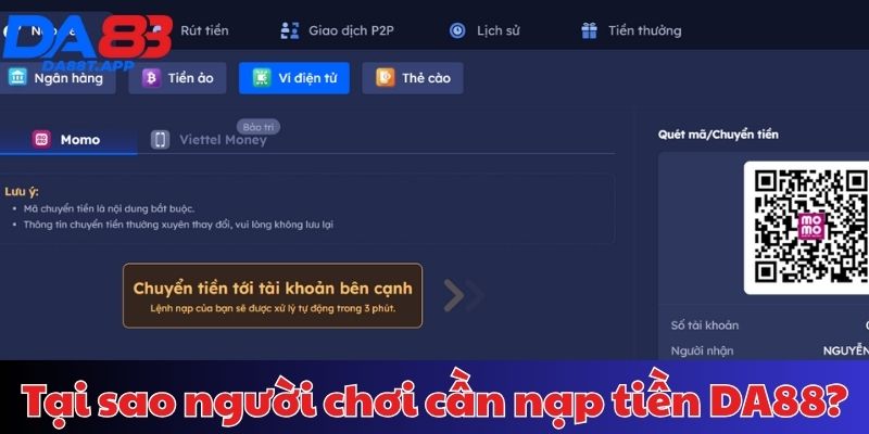 Tại sao người chơi cần nạp tiền trên DA88?

