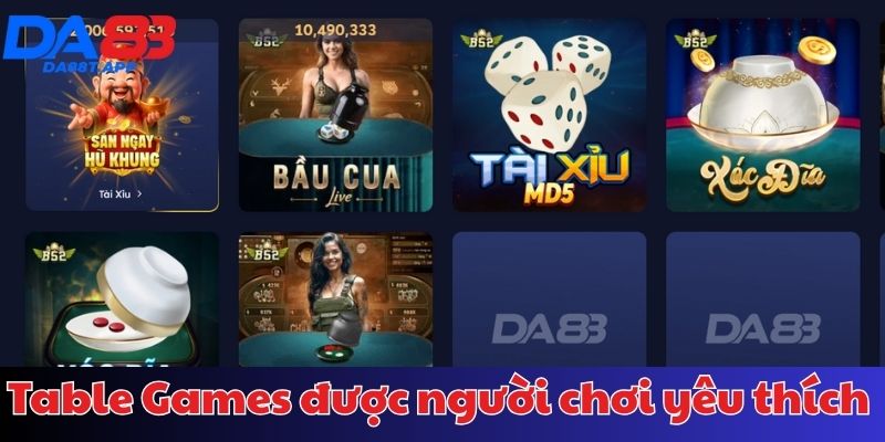Vì sao Table Games DA88 thu hút nhiều người chơi?